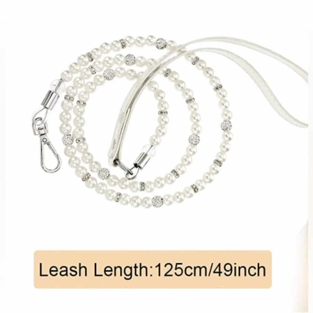 Gorgeous Artificial Pearl Leash with Crystal Rhinestone for Dog or Cat
